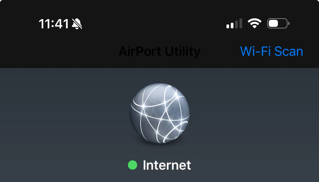 AirPort Utility Wi-Fi scan button